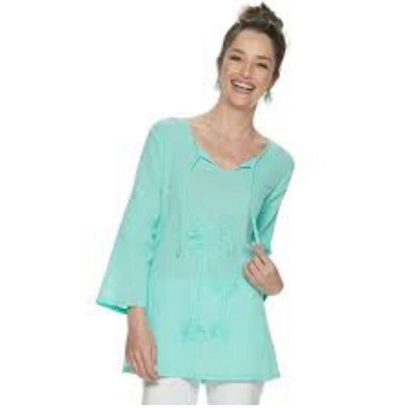 Cathy Daniel Size 3X Mint Green Blouse - Picture 1 of 8
